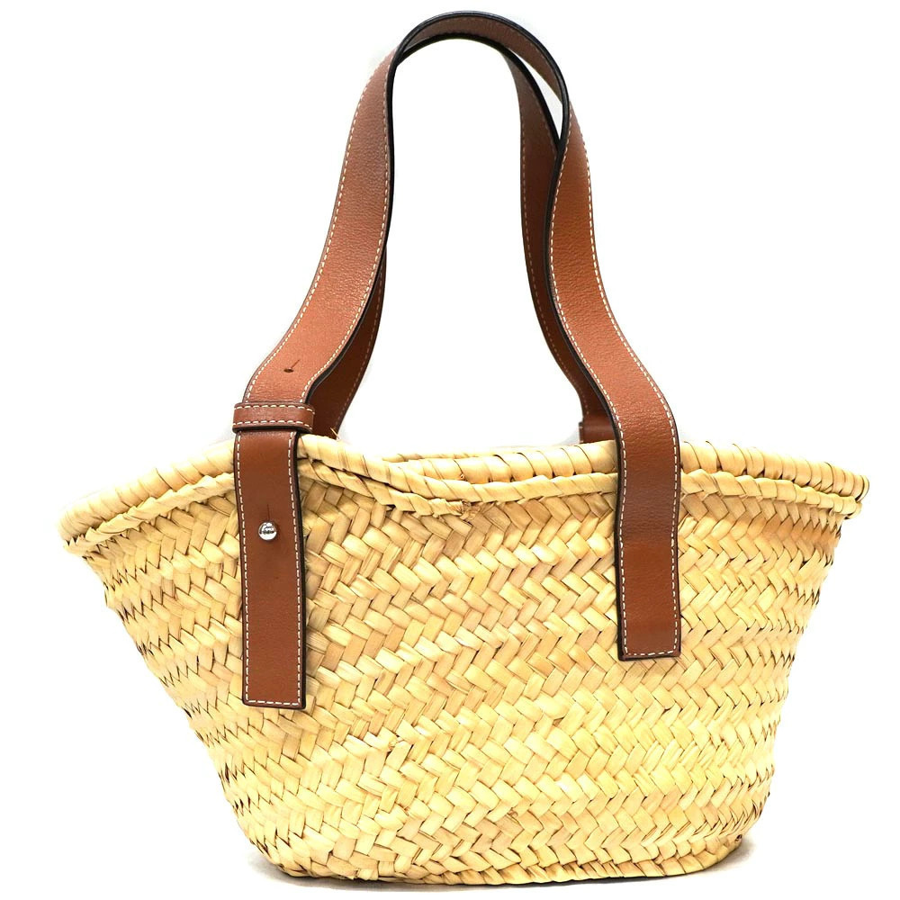 Loewe Brown Tote Basket Bag Tan Straw Leather